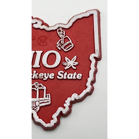 Ohio State Outline Refrigerator Magnet Vintage Red White Buckeye - Picture 5 of 6